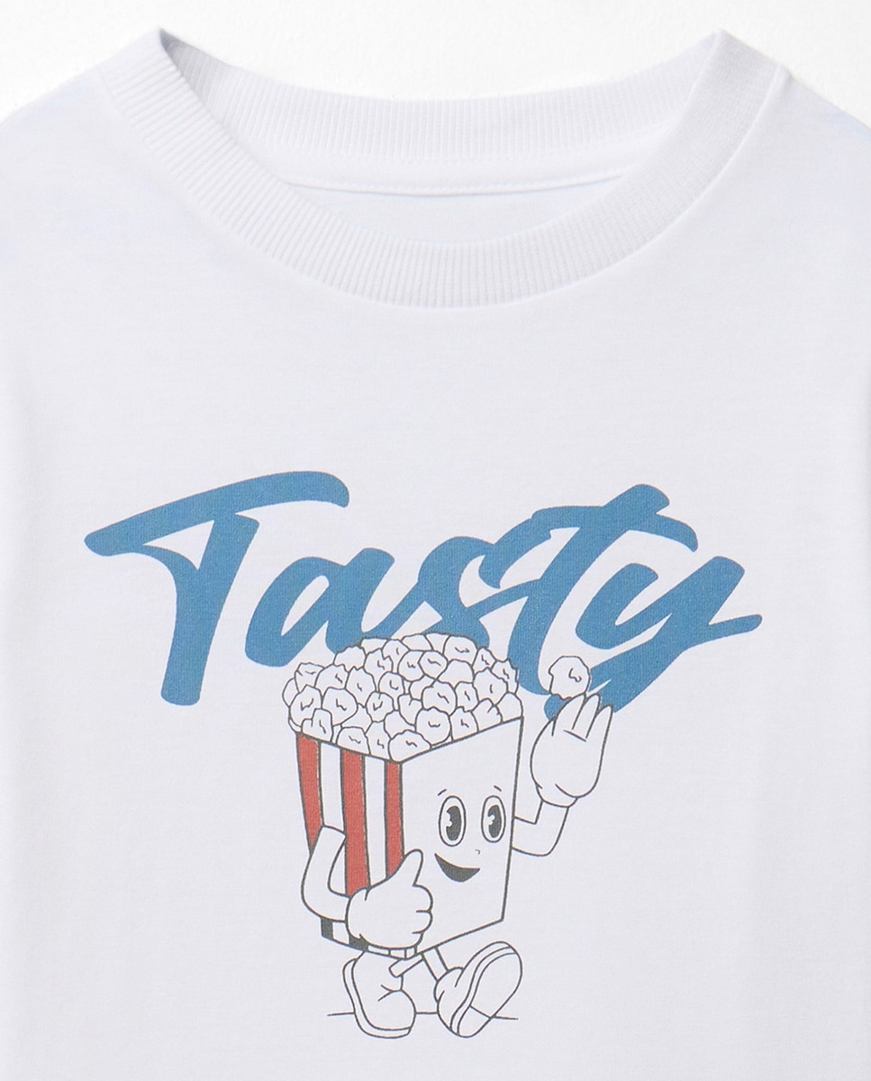 T-shirt de Manga Curta Pipocas Branco-2