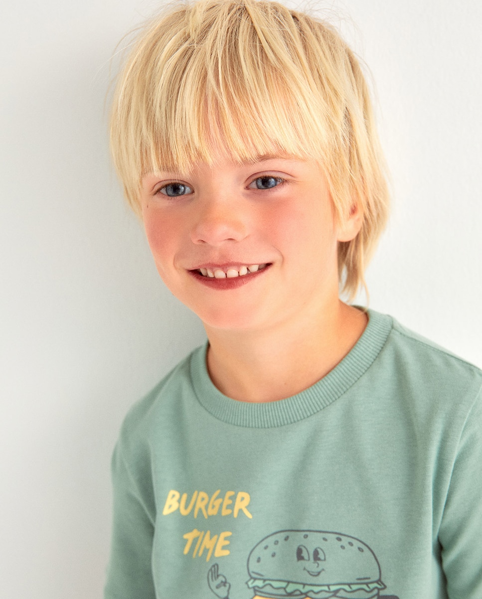 T-shirt de Manga Curta Burger Sfera Verde-2