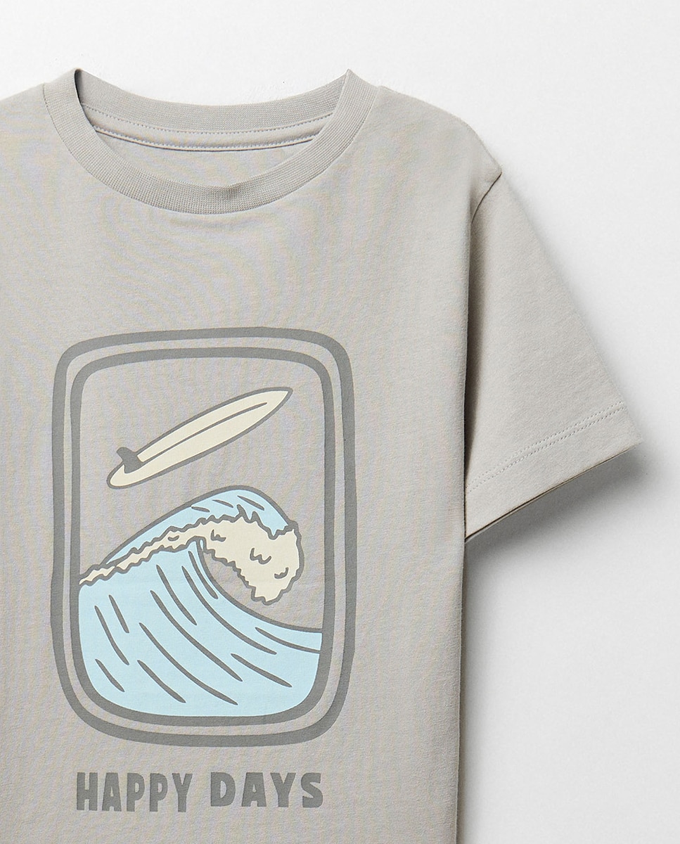 T-shirt com Desenho Sfera Cinzento-claro-2