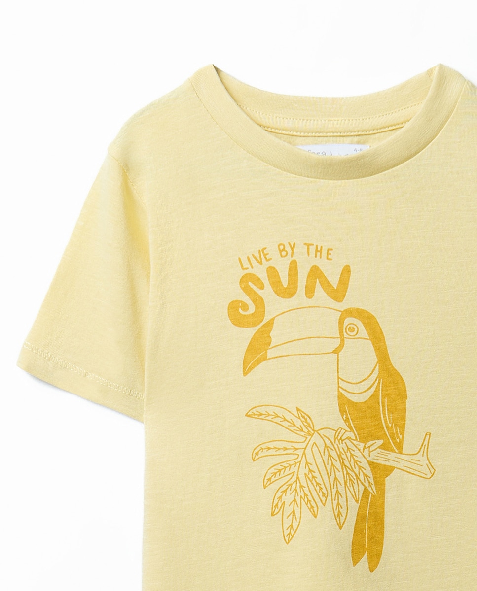 T-shirt básica estampada Amarelo-2