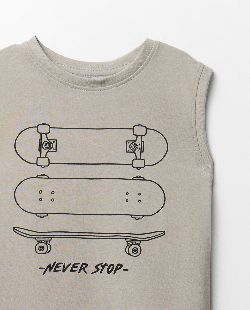 T-shirt sem mangas Cinzento-4