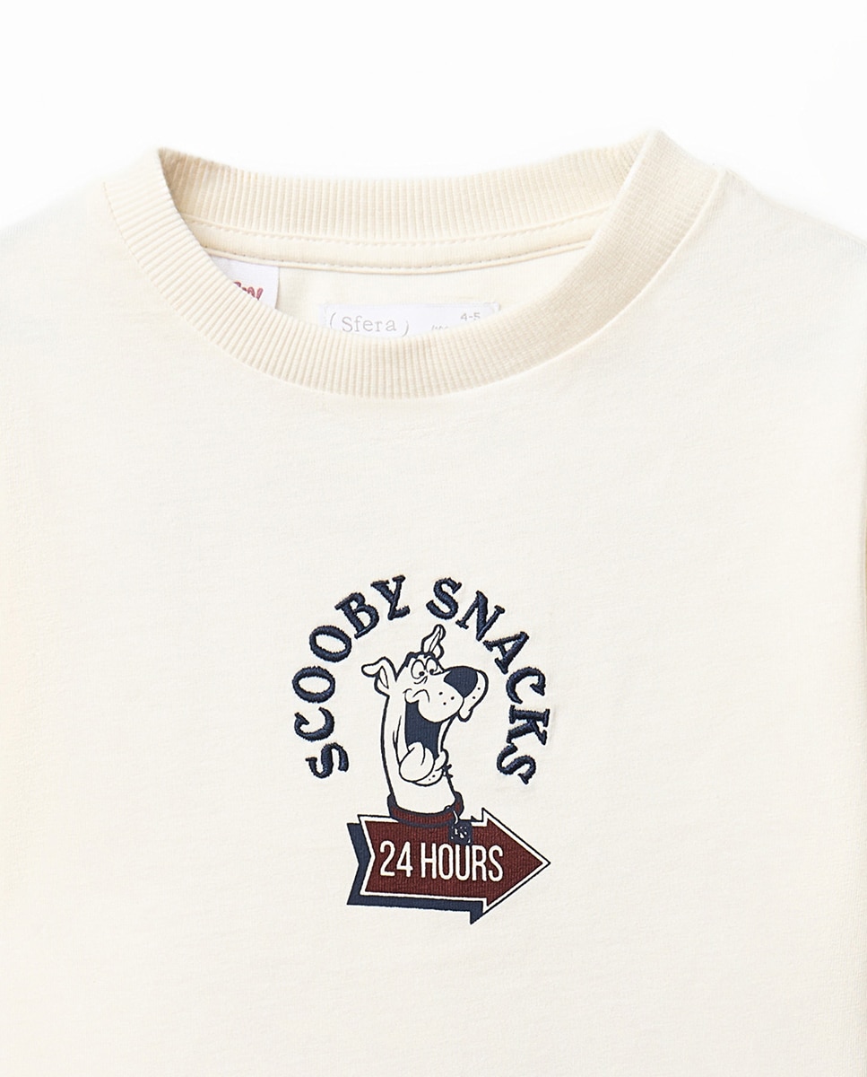 T-shirt com Estampado Scooby Doo Sfera Branco-marfim-2