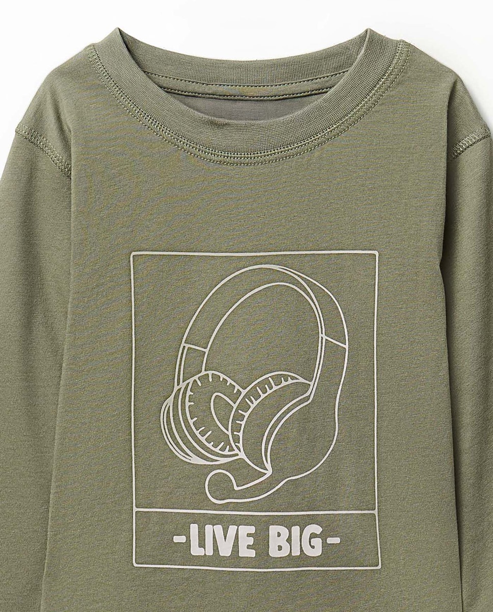 T-shirt com Estampado Básico Sfera 520 Caqui-2