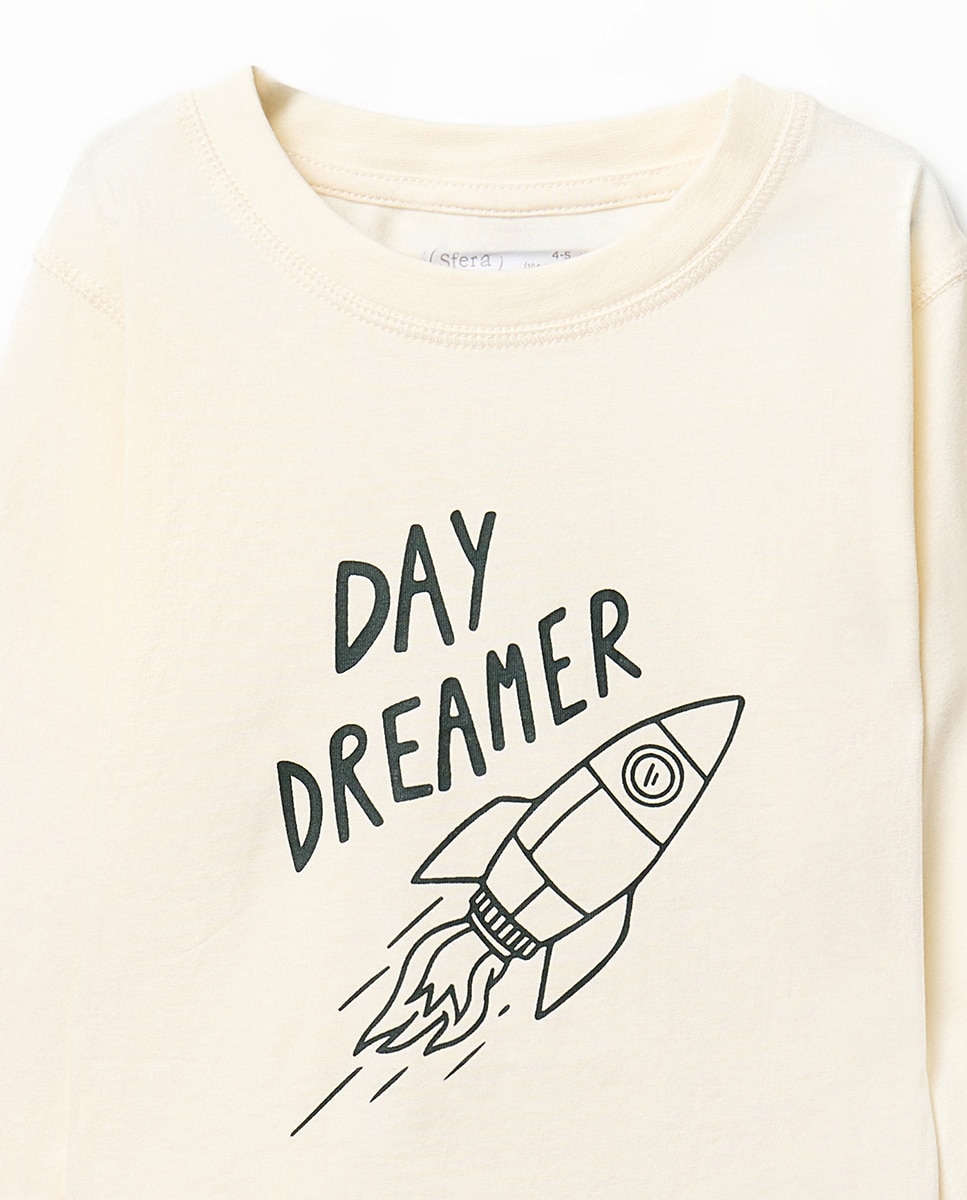 T-shirt com Estampado Básico Sfera Branco-marfim-2