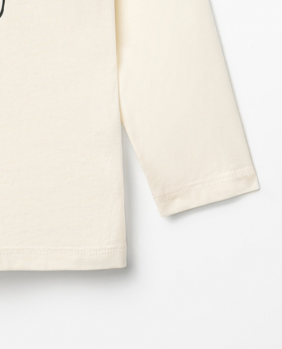 T-shirt com Estampado Básico Sfera Branco-marfim-3