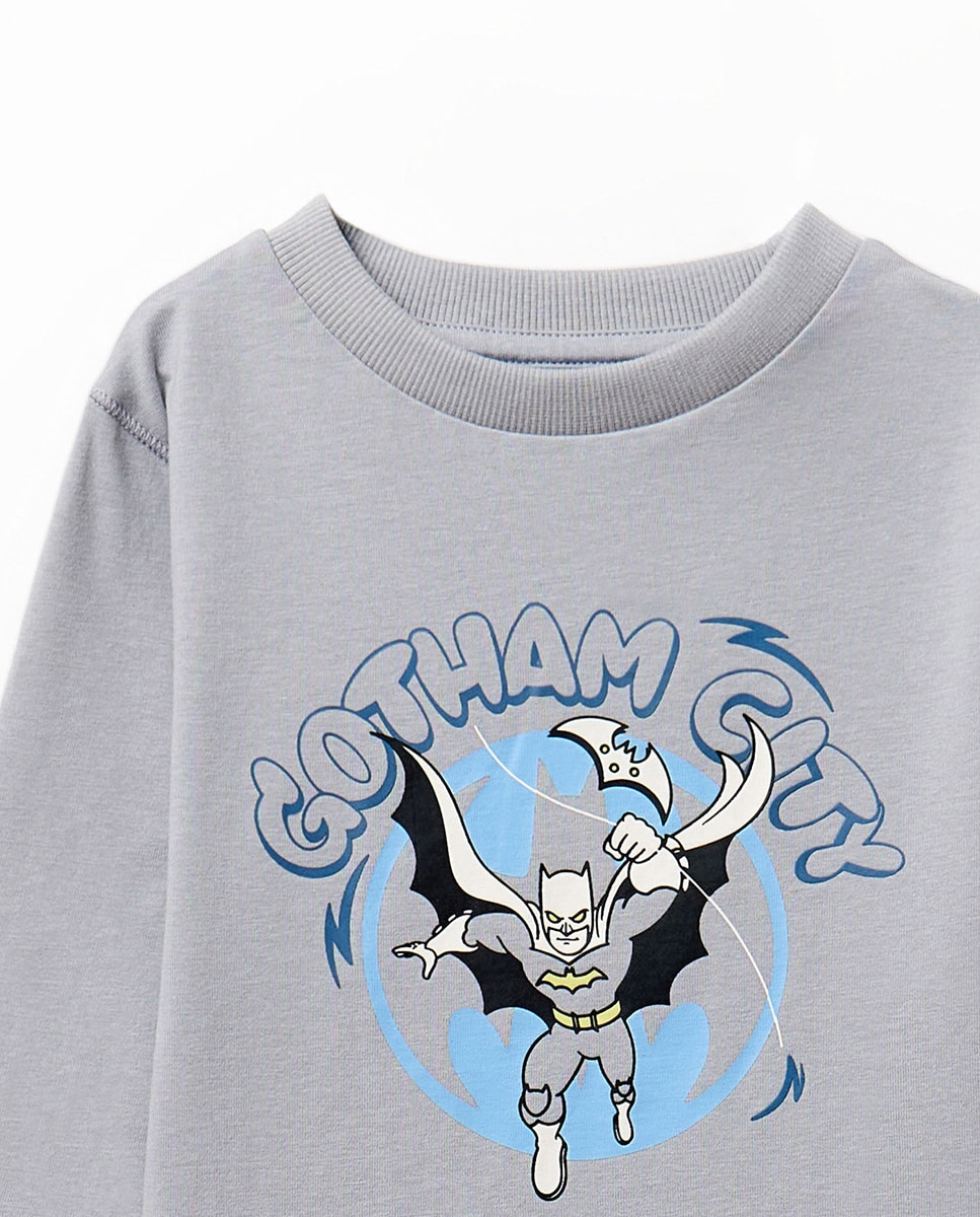 T-shirt com Estampado Batman Cinzento-claro-2