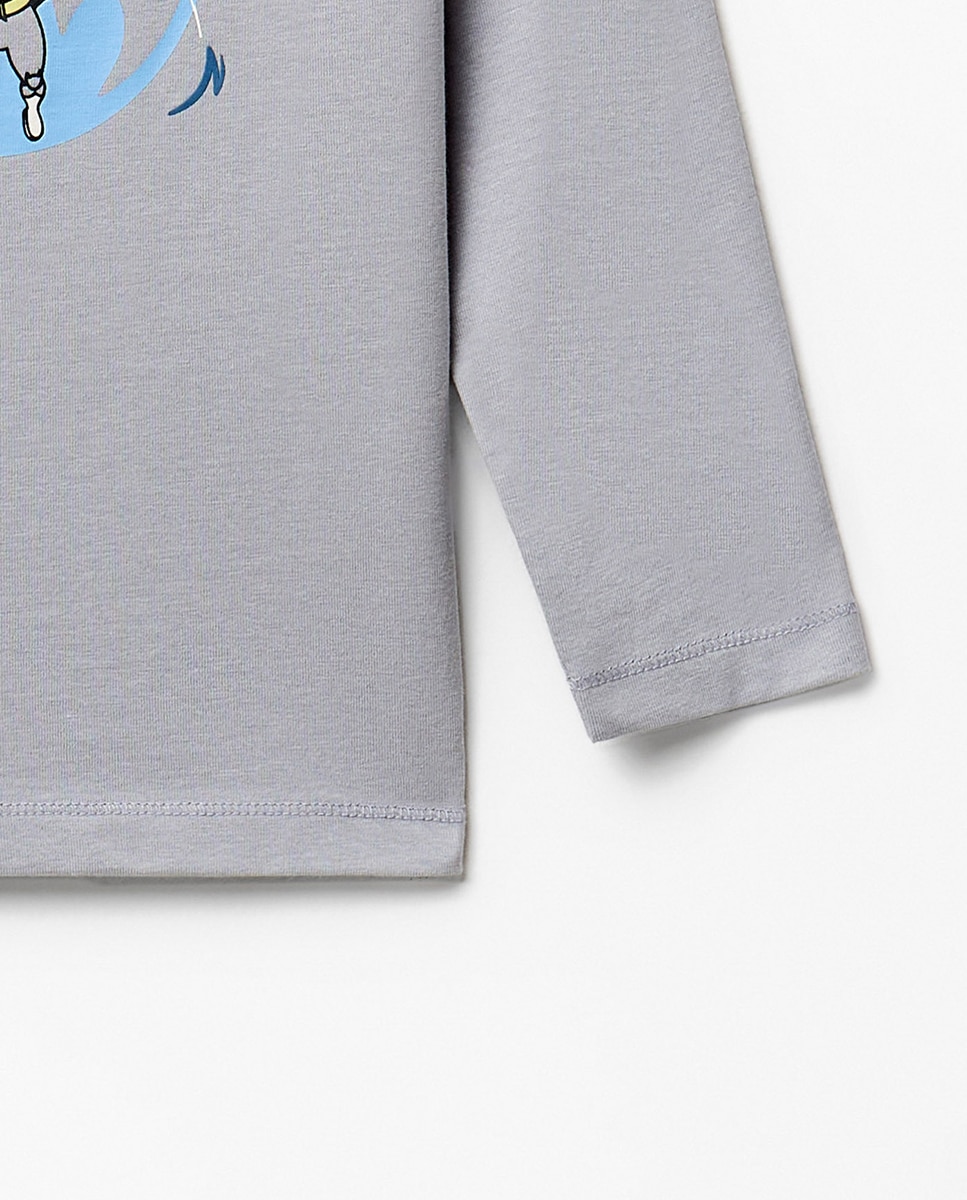 T-shirt com Estampado Batman Cinzento-claro-3