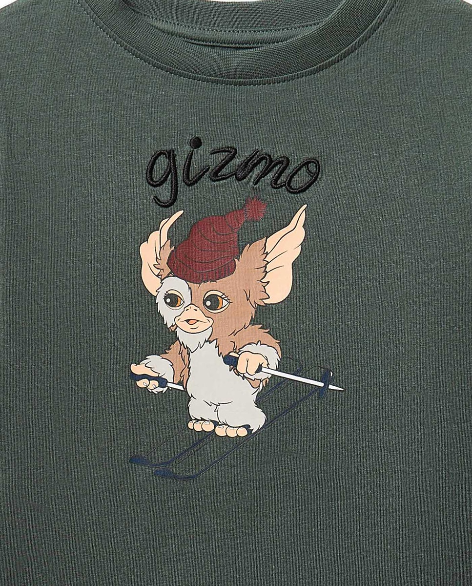 T-shirt com Estampado Gremlins 530 Verde Escuro-2