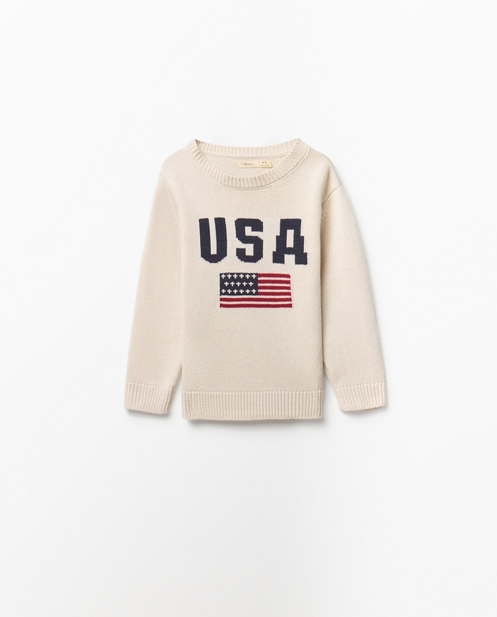 Camisola de Malha com Bandeira Cru-1