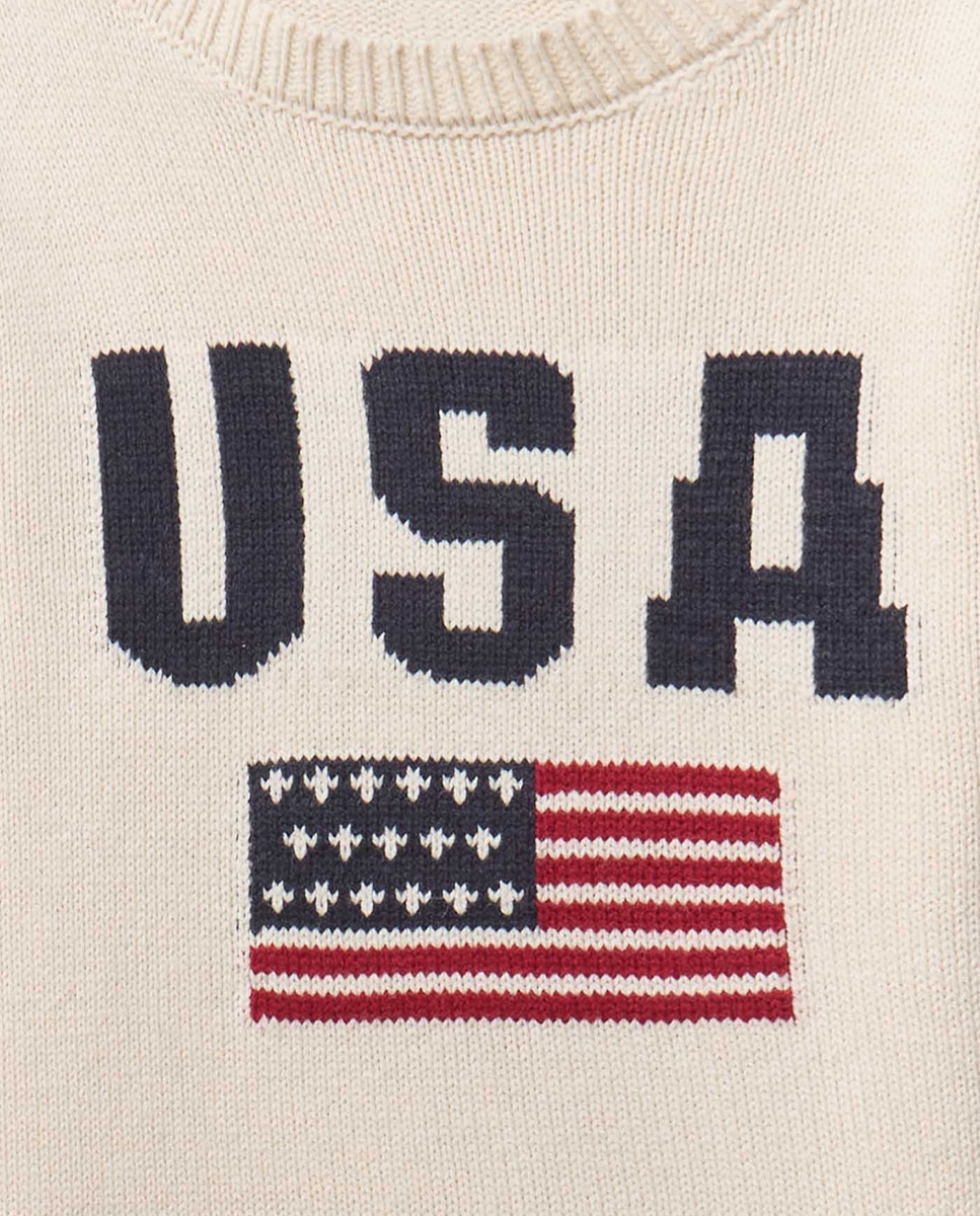 Camisola de Malha com Bandeira Cru-2