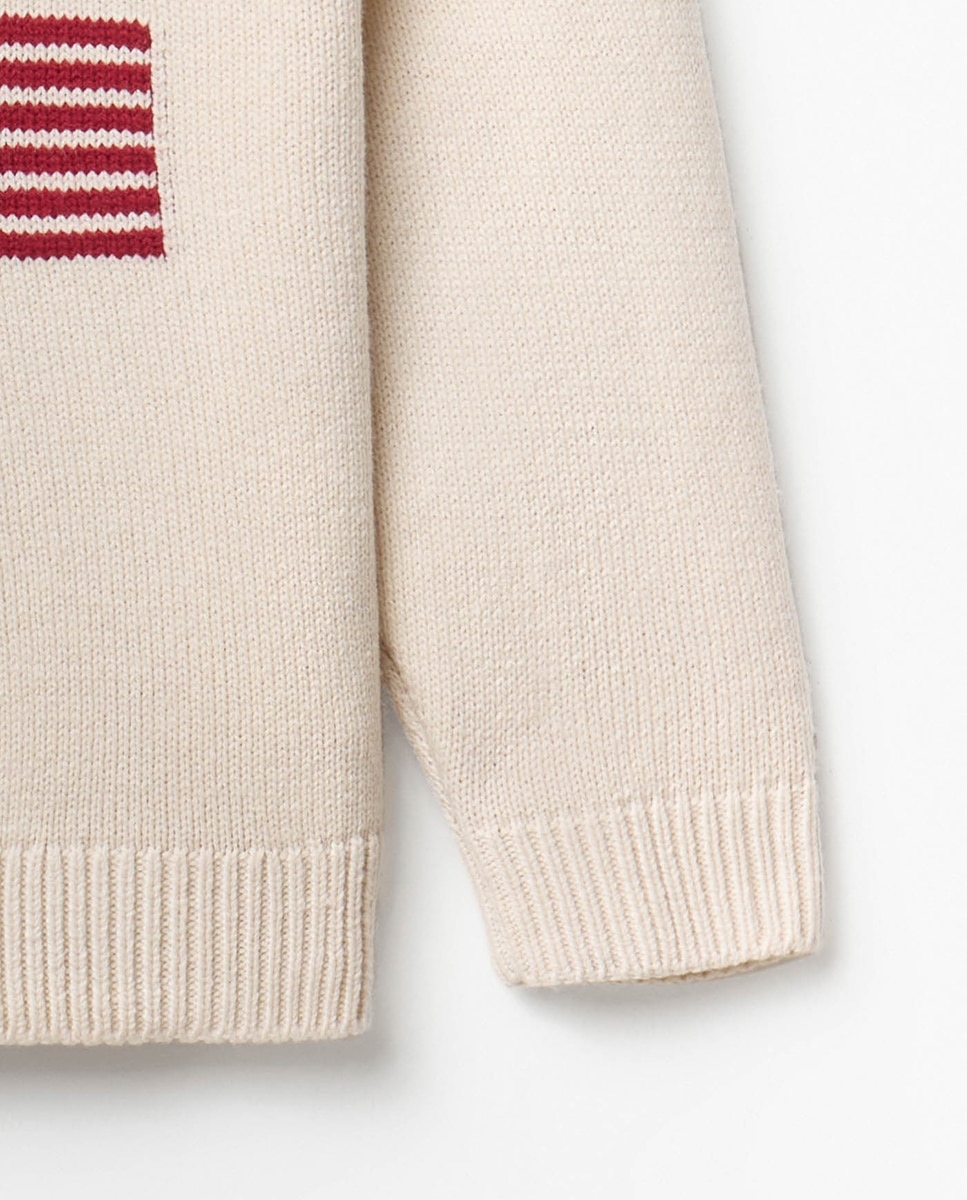 Camisola de Malha com Bandeira Cru-3