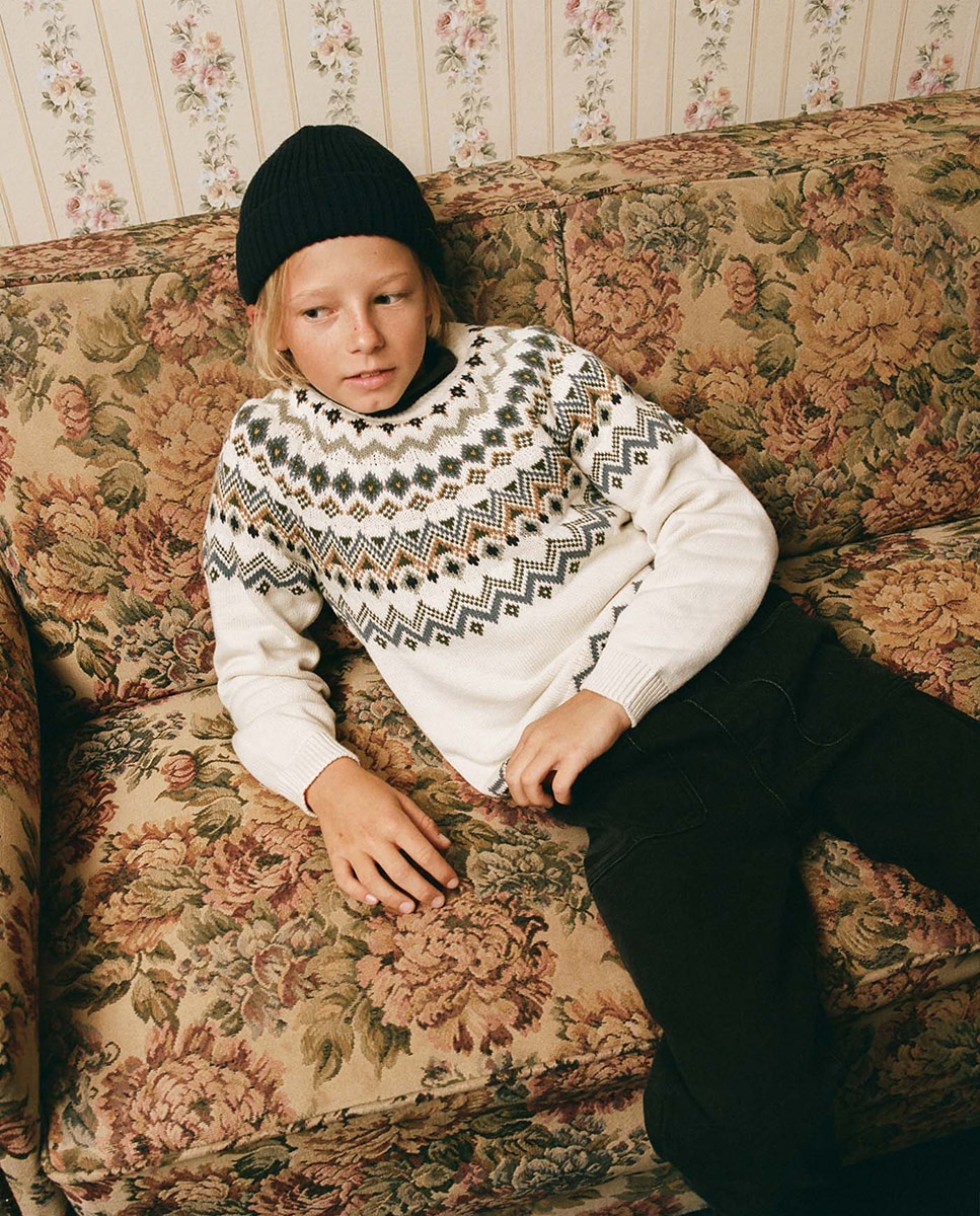 Camisola de malha jacquard Cru-1