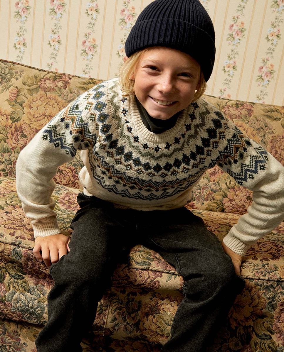 Camisola de malha jacquard Cru-2