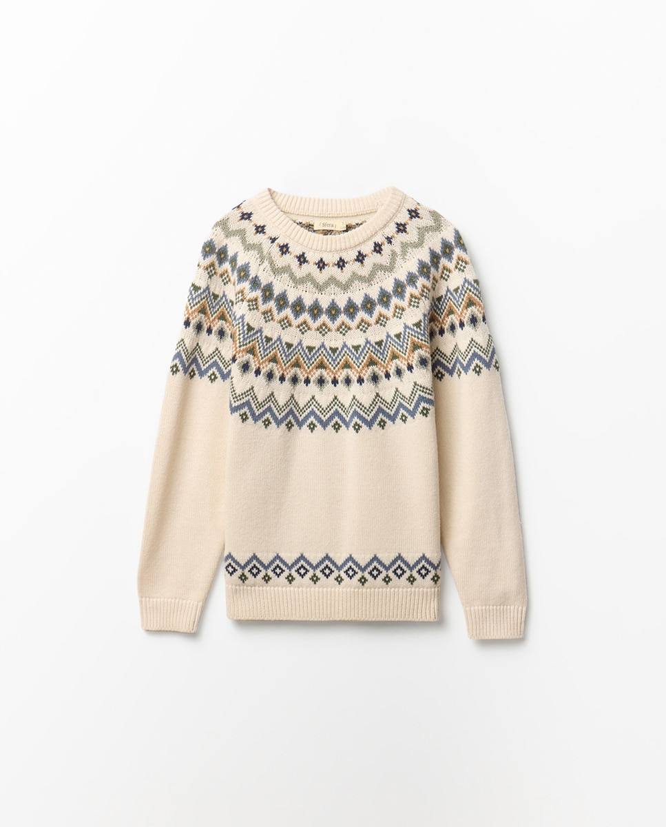 Camisola de malha jacquard Cru-3