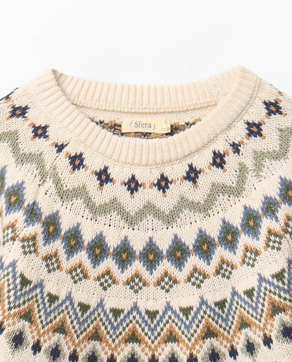 Camisola de malha jacquard Cru-4