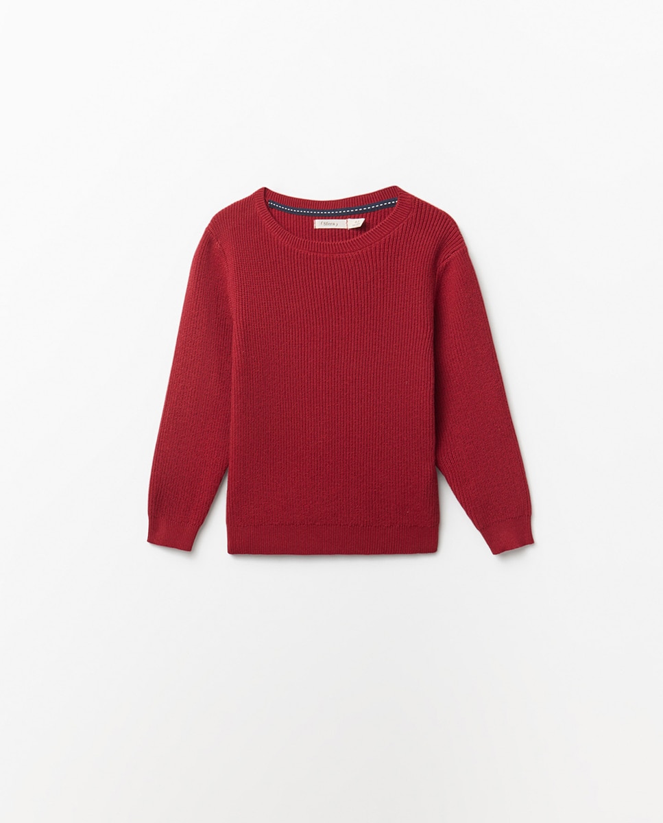 Camisola de Malha Básica Vermelho-1