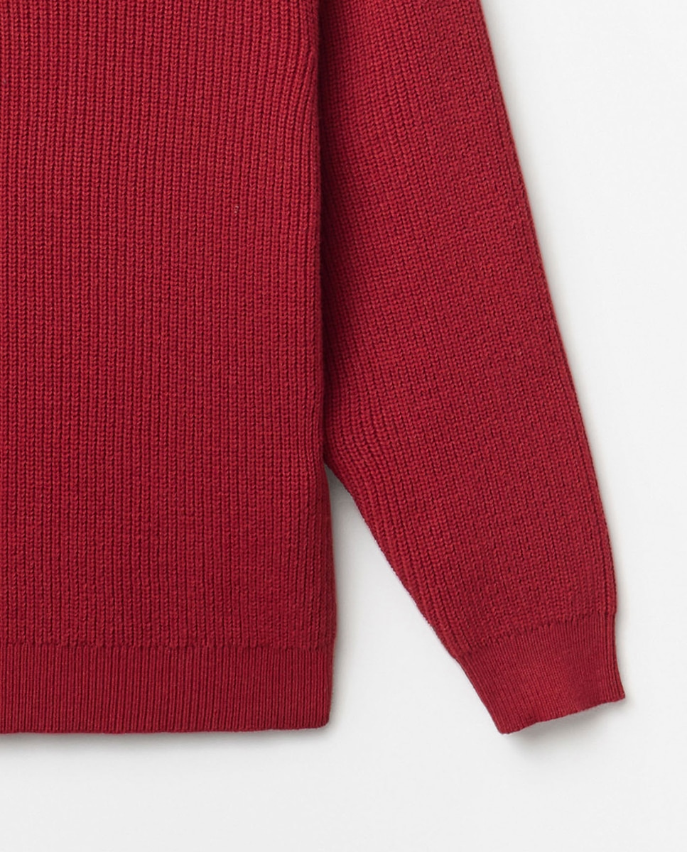 Camisola de Malha Básica Vermelho-2