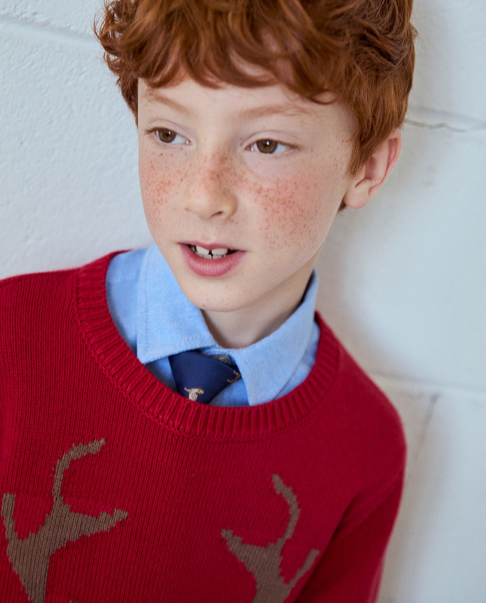 Camisola de Malha Natal Rena Vermelho-3