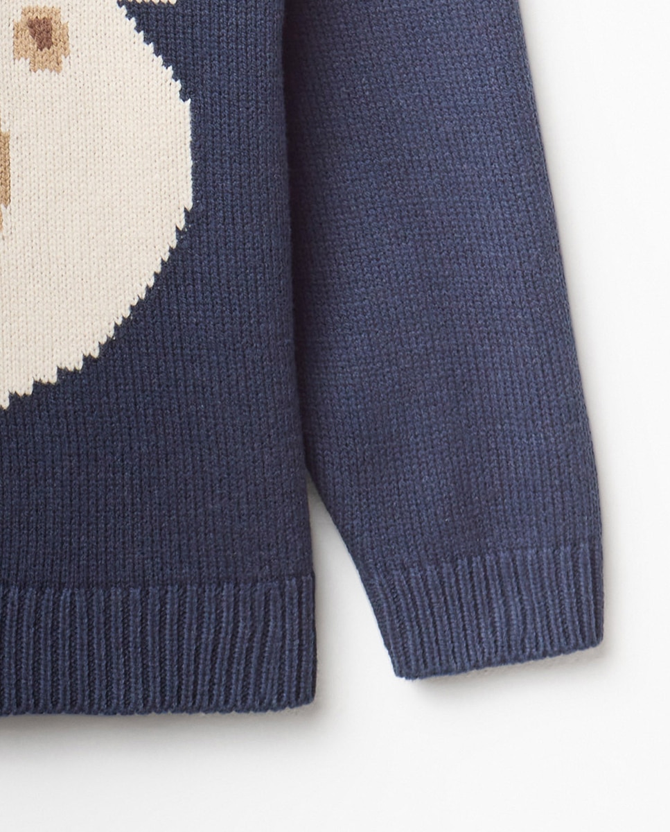 Camisola de Malha Natal Urso Azul-marinho-6