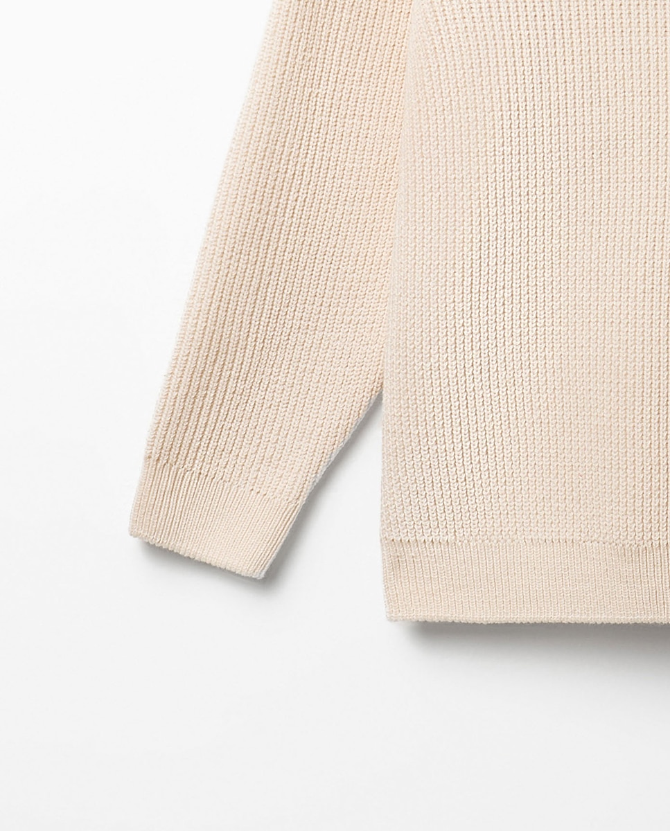 Camisola de Malha Básica Branco-marfim-3