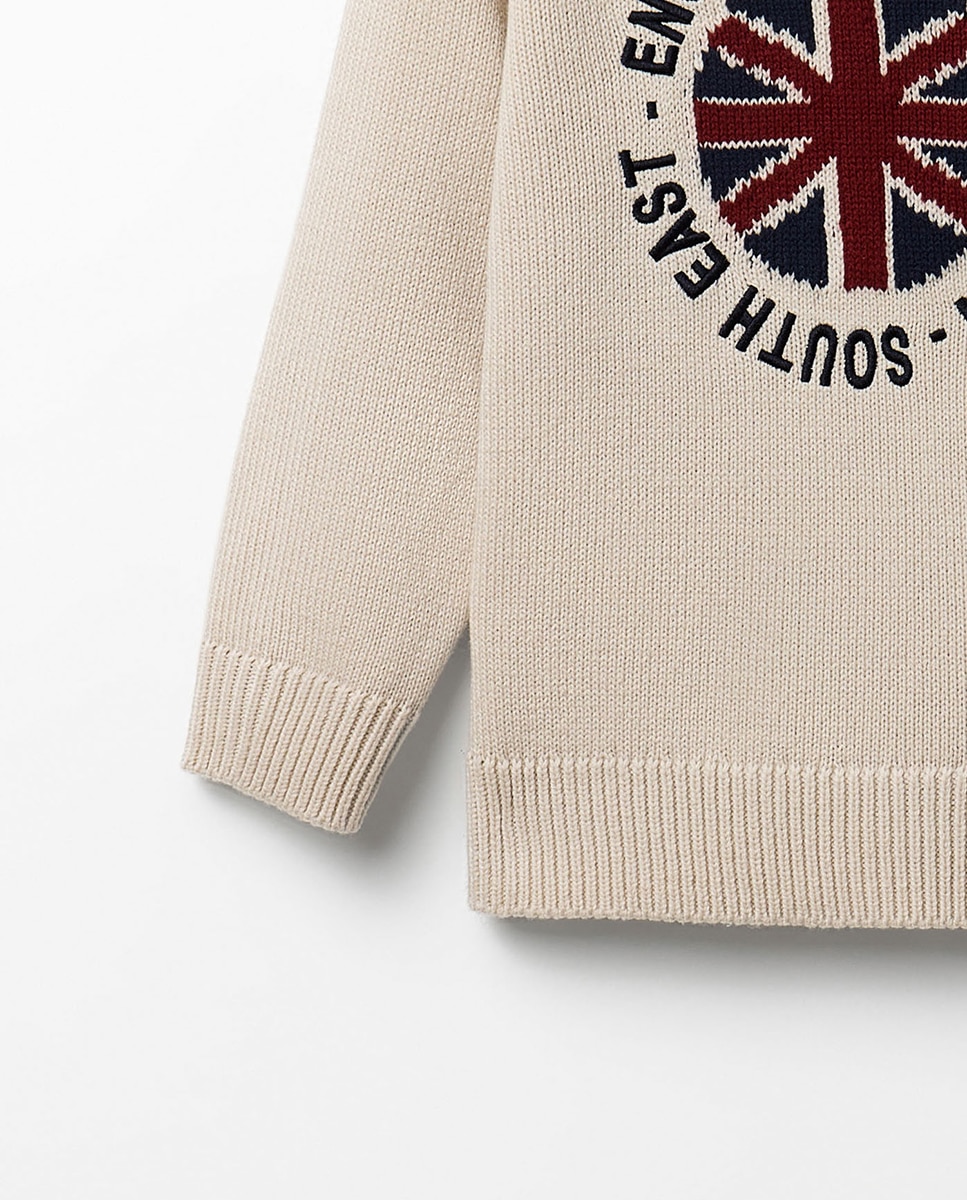 Camisola de Malha com Intársia de Bandeira 120 Cru-3