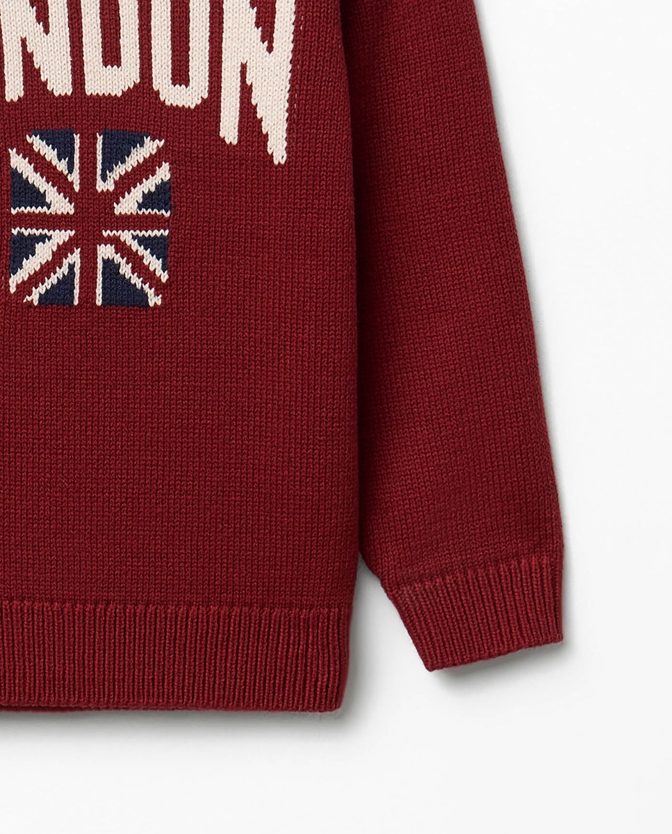 Camisola de Malha com Intársia de Bandeira 600 Vermelho-3