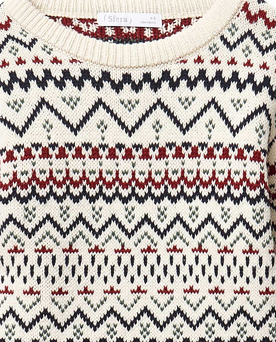 Camisola de malha jacquard 120 Cru-2