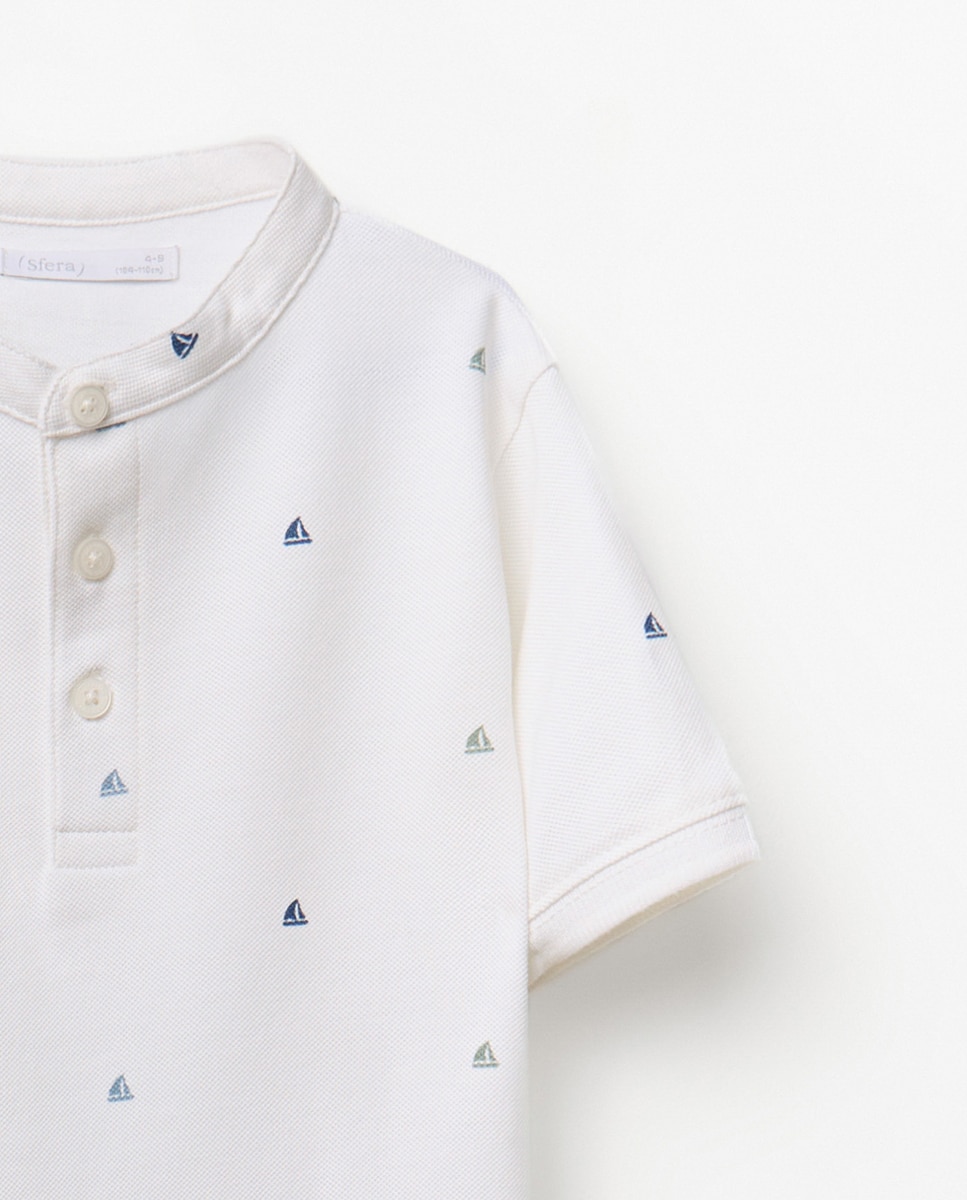 Polo com Estampado Branco-2