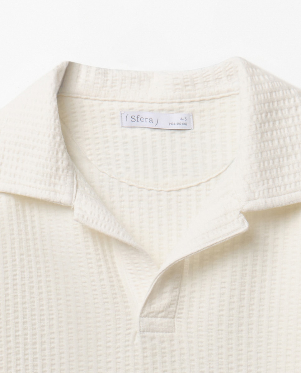 Polo com Textura Branco-marfim-6