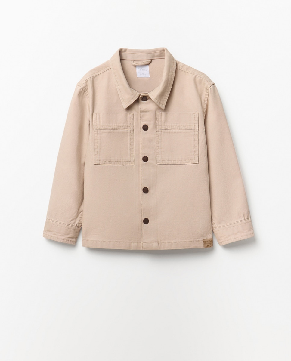 Sobrecamisa com Botões Sfera Bege-4