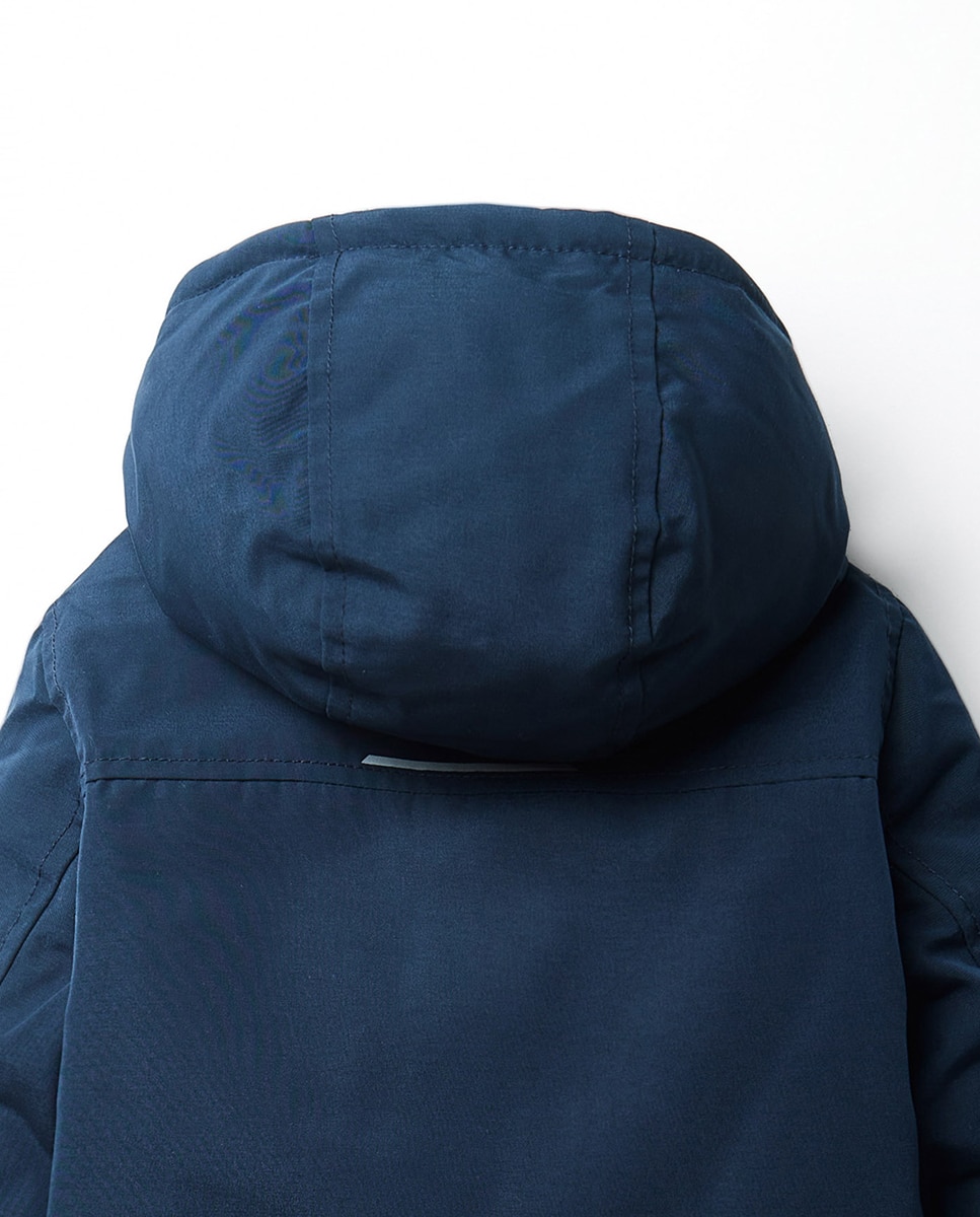 Parka Water Repellent com Bolso Sfera Azul-marinho-3