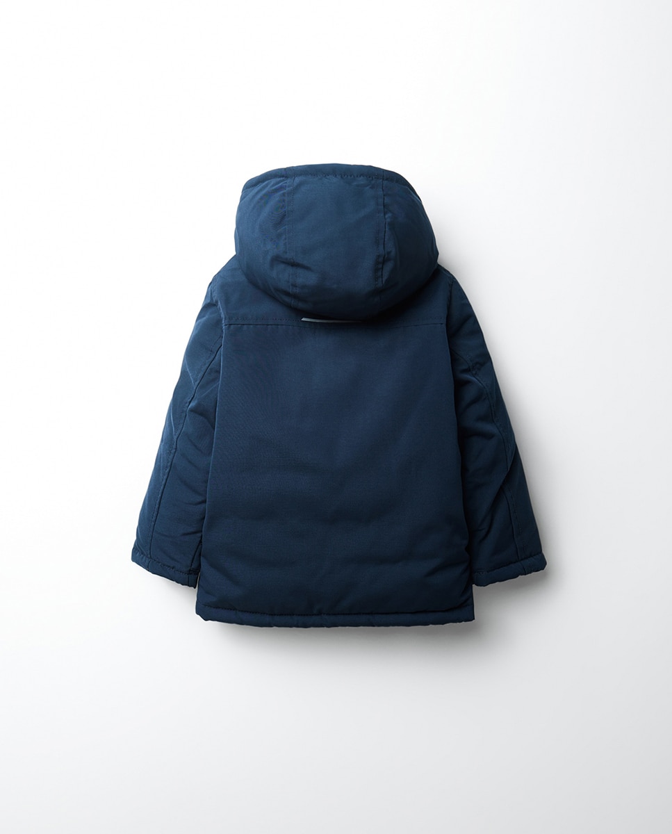Parka Water Repellent com Bolso Sfera Azul-marinho-4