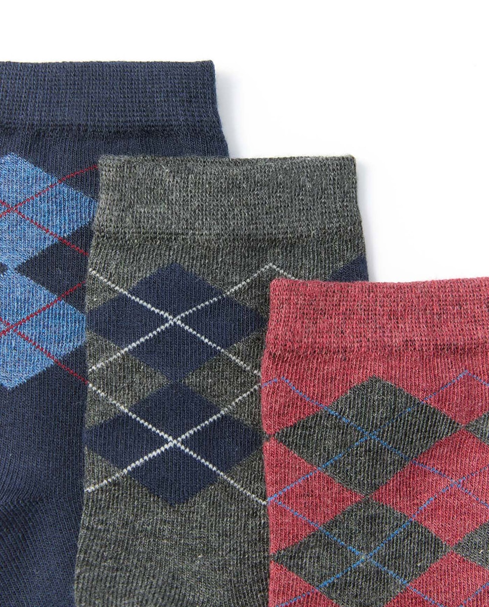 Pack de 3 Pares de Meias com Losangos 820 Cinzento Médio-2