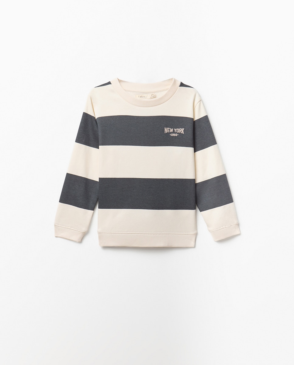 Sudadera rayas bordado - Sfera - Gris Gris-1