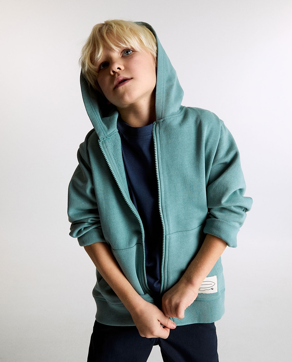 Sweatshirt Aberta Básica Sfera Verde-2