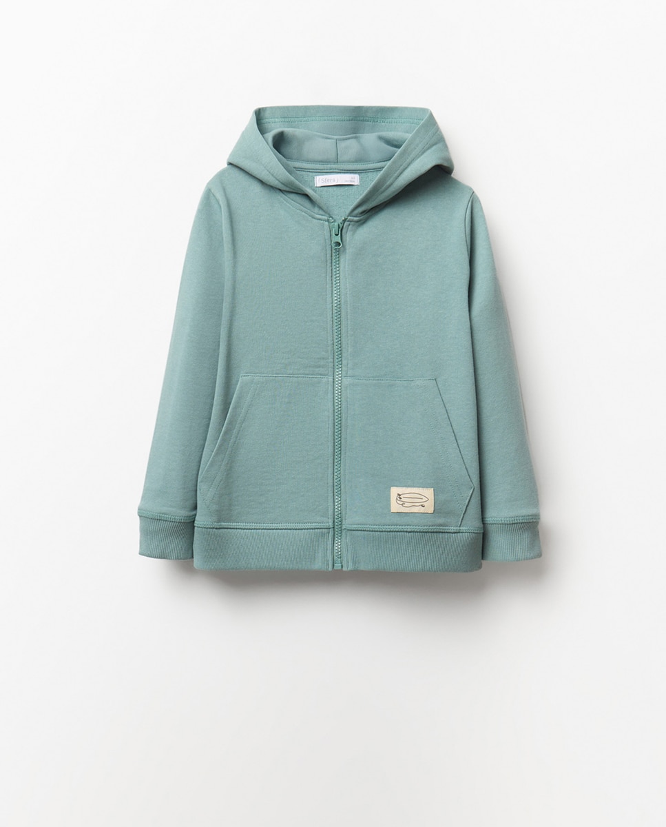 Sweatshirt Aberta Básica Sfera Verde-3