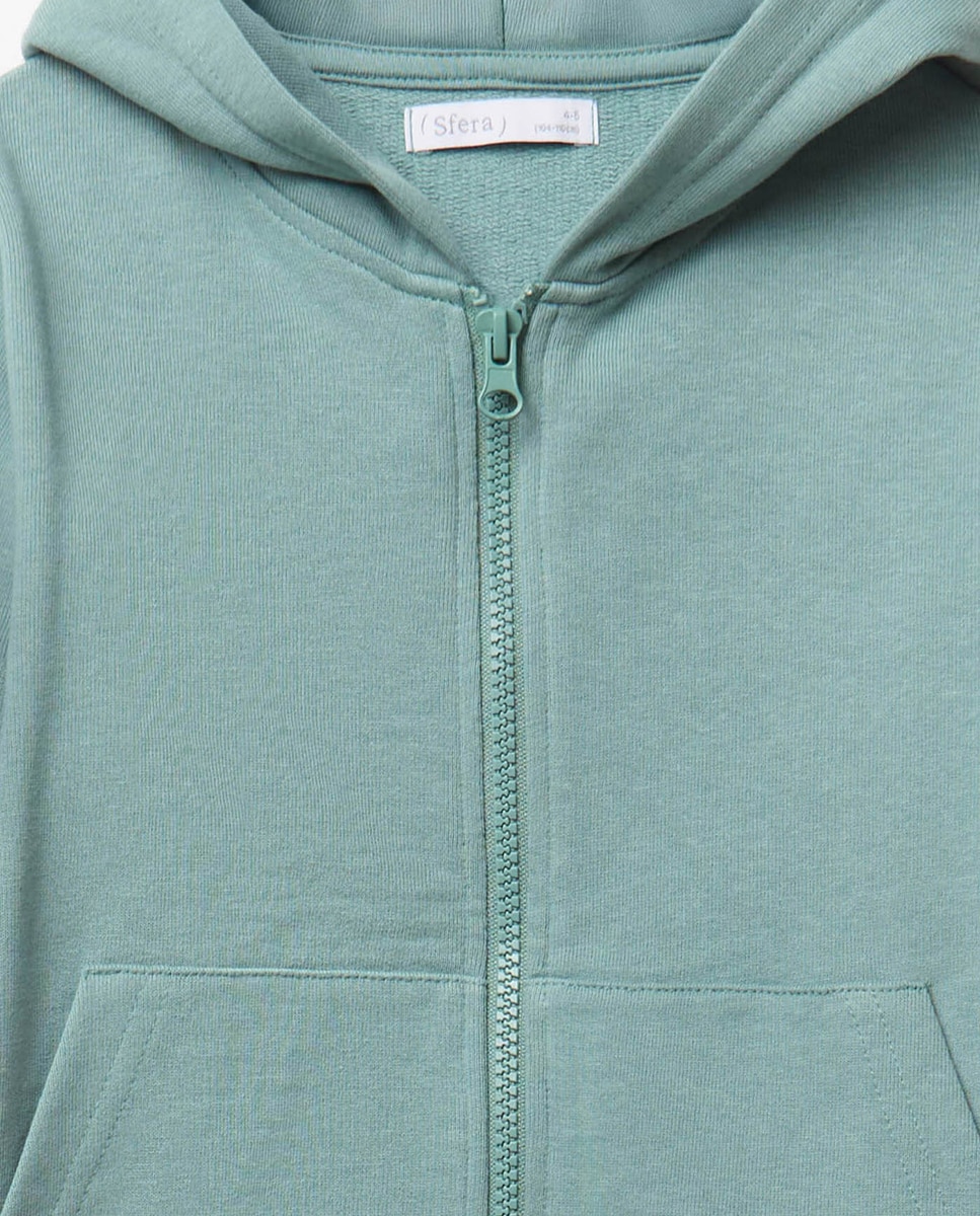 Sweatshirt Aberta Básica Sfera Verde-4