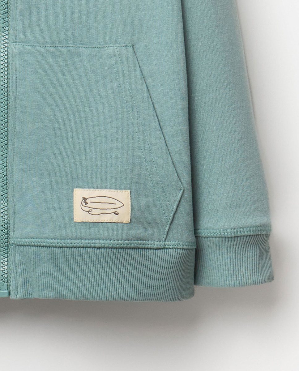 Sweatshirt Aberta Básica Sfera Verde-5