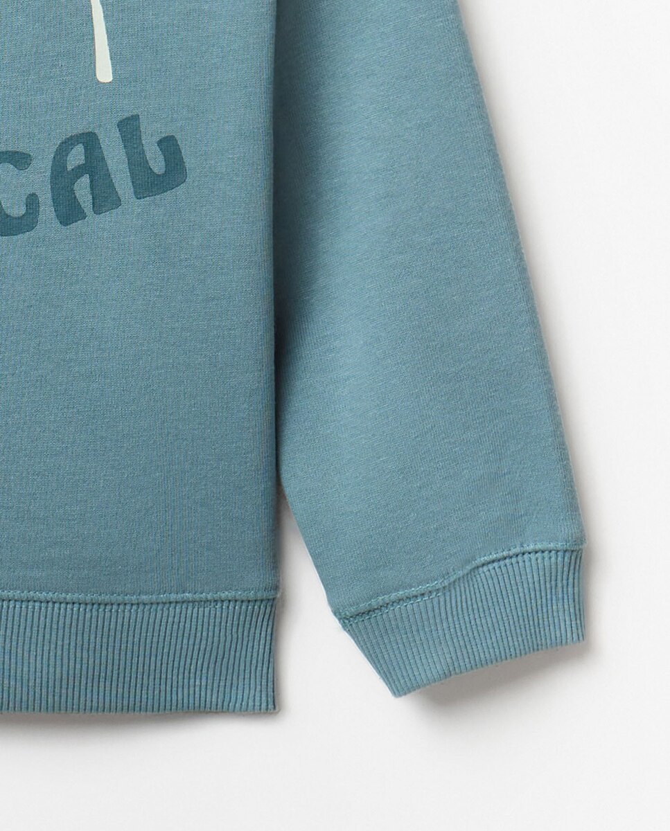 Sweatshirt Básica com Estampado Azul-3
