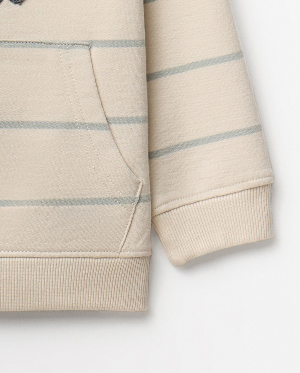 Sweatshirt às Riscas e com Capuz Cru-3