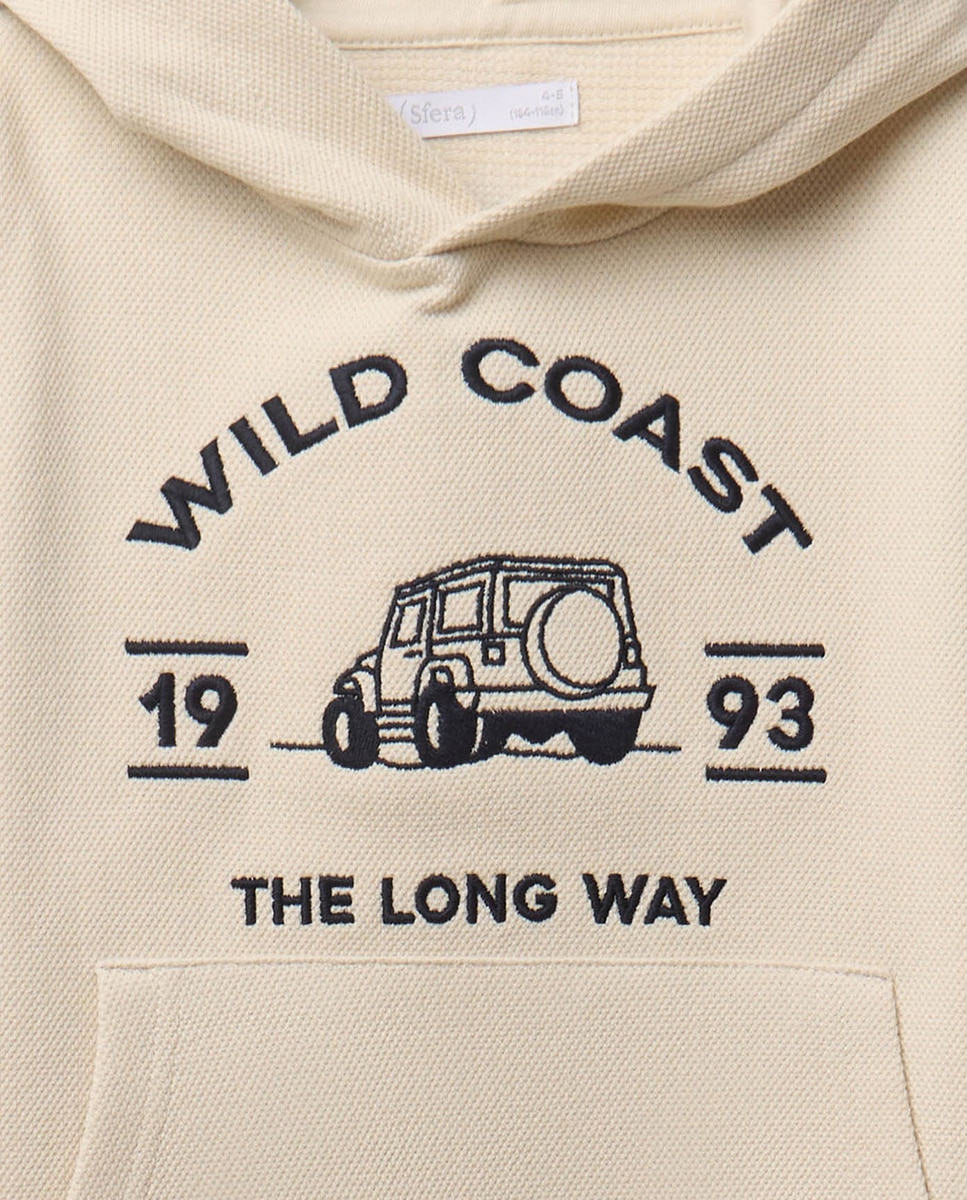 Sweatshirt com Bolso Canguru e Capuz Cru-2
