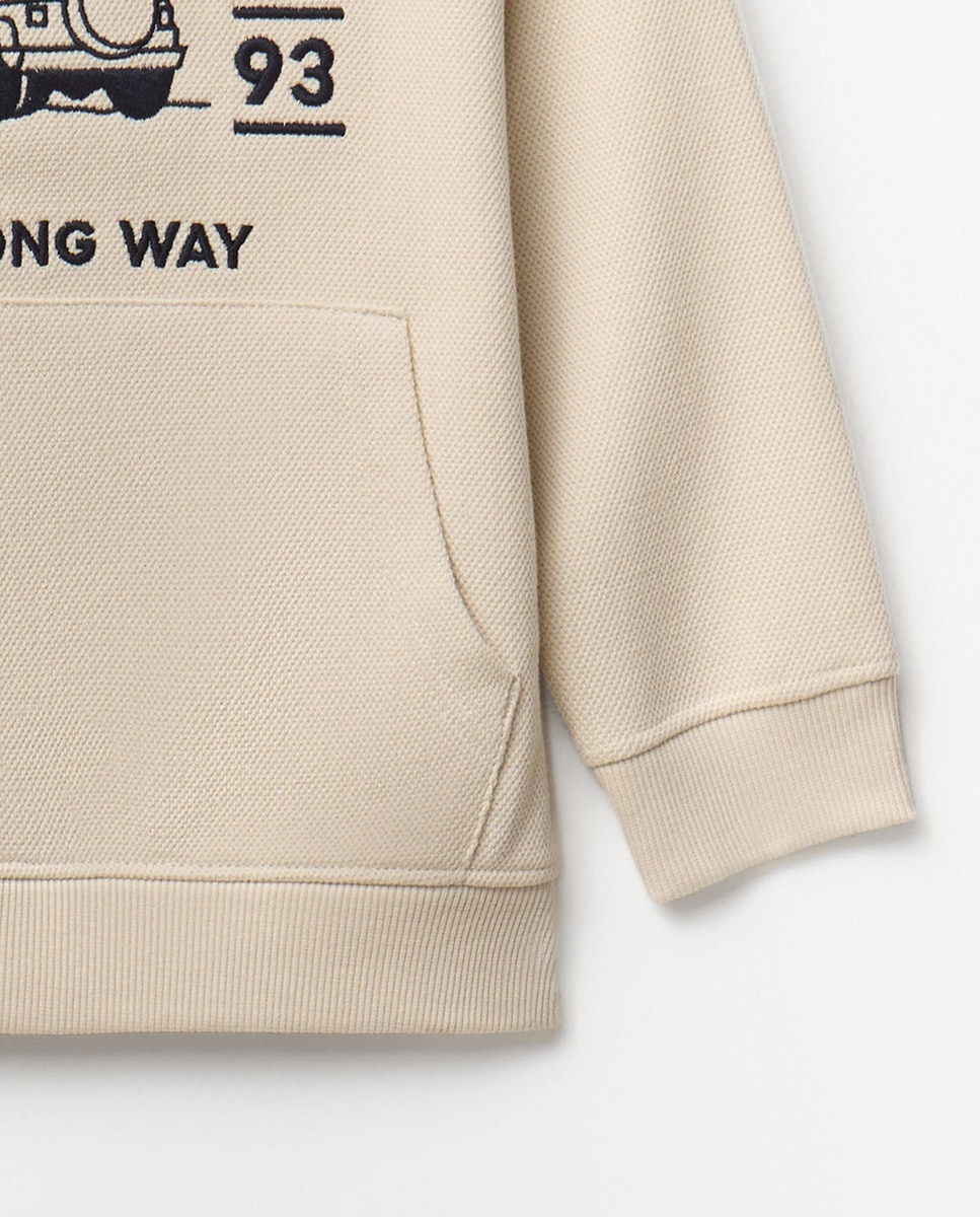 Sweatshirt com Bolso Canguru e Capuz Cru-3