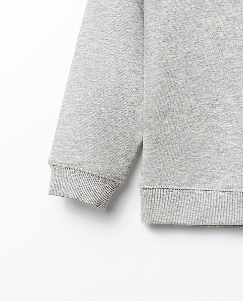 Sweatshirt Universitária com Patch de Sarja Sfera Cinzento-claro-6