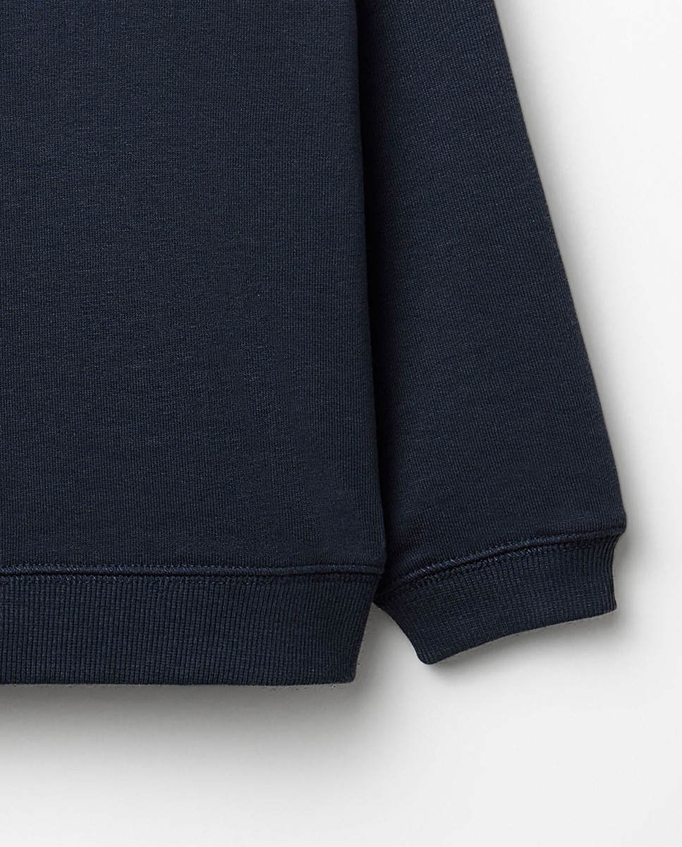 Sweatshirt Universitária com Patch de Sarja Sfera Azul-marinho-3