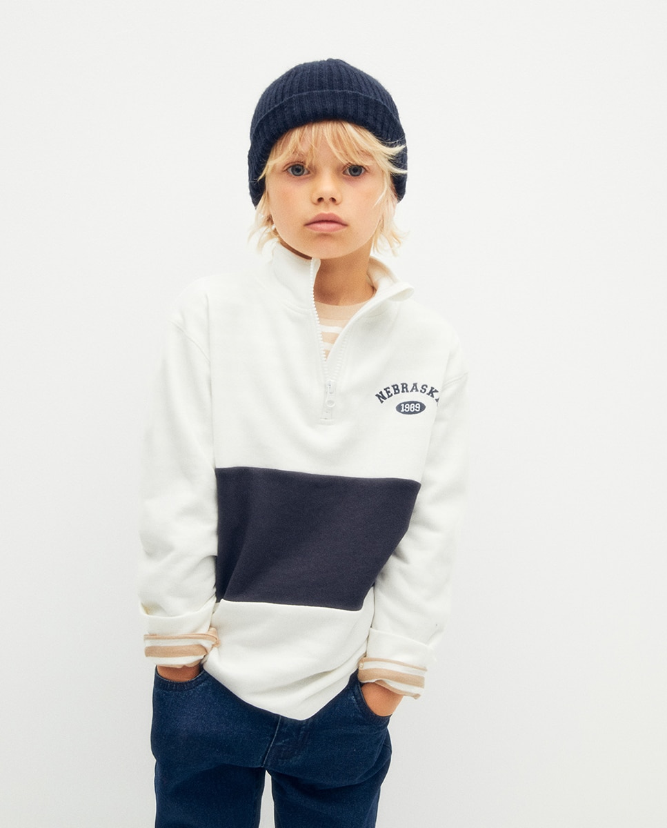 Imagem 0 de Sweatshirt com Risca e Fecho de Correr