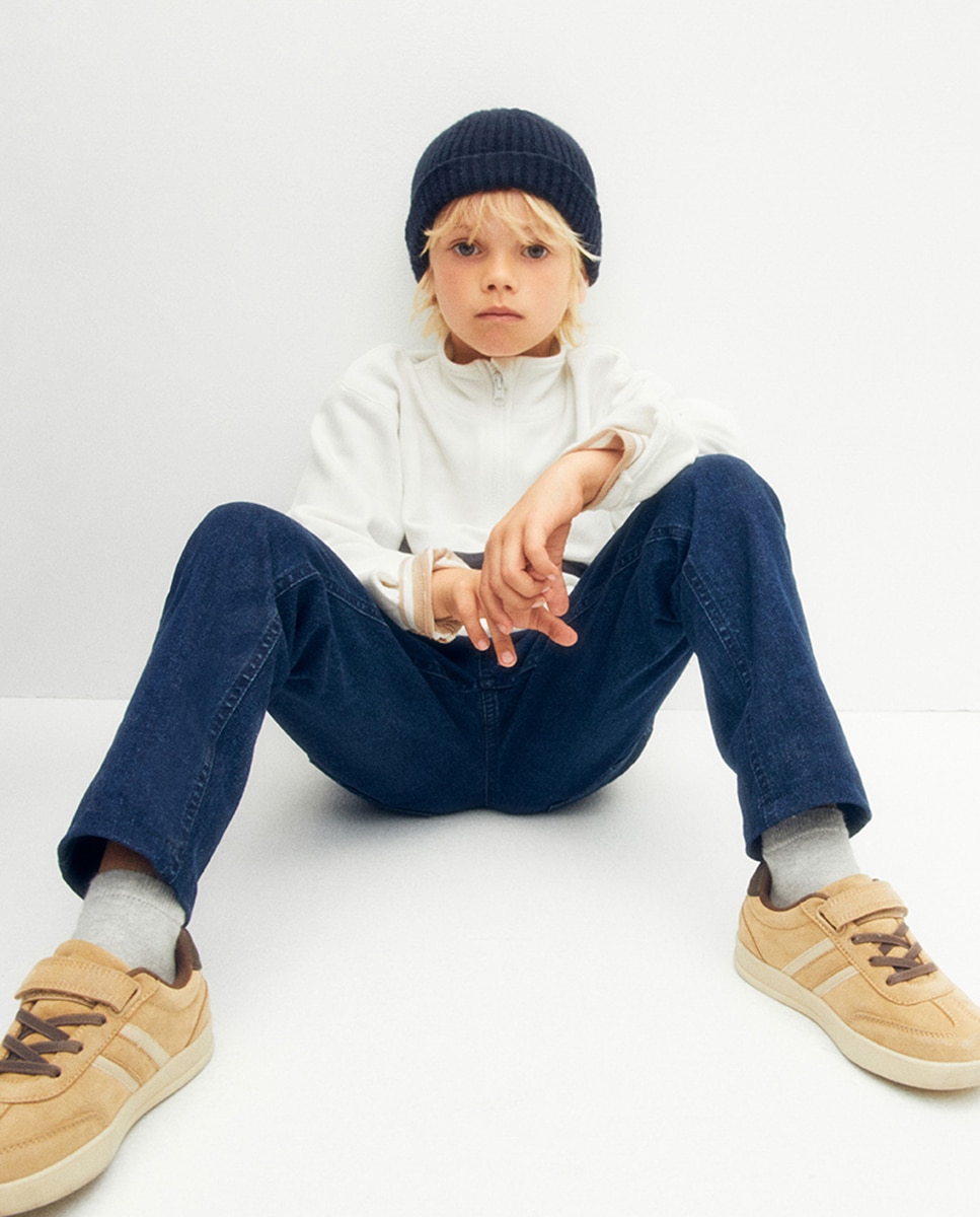 Sweatshirt com Risca e Fecho de Correr Sfera Branco-marfim-2
