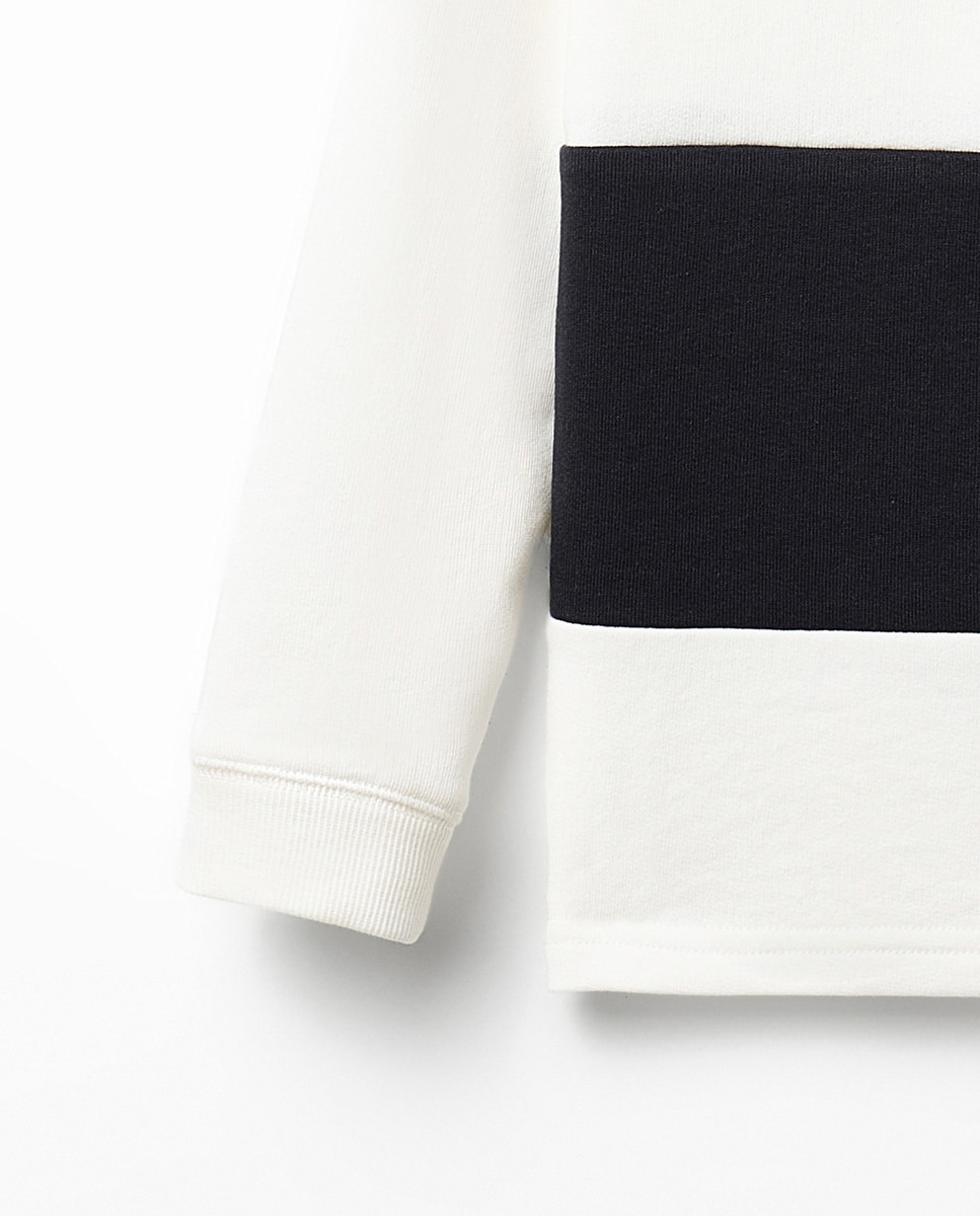 Sweatshirt com Risca e Fecho de Correr Sfera Branco-marfim-7