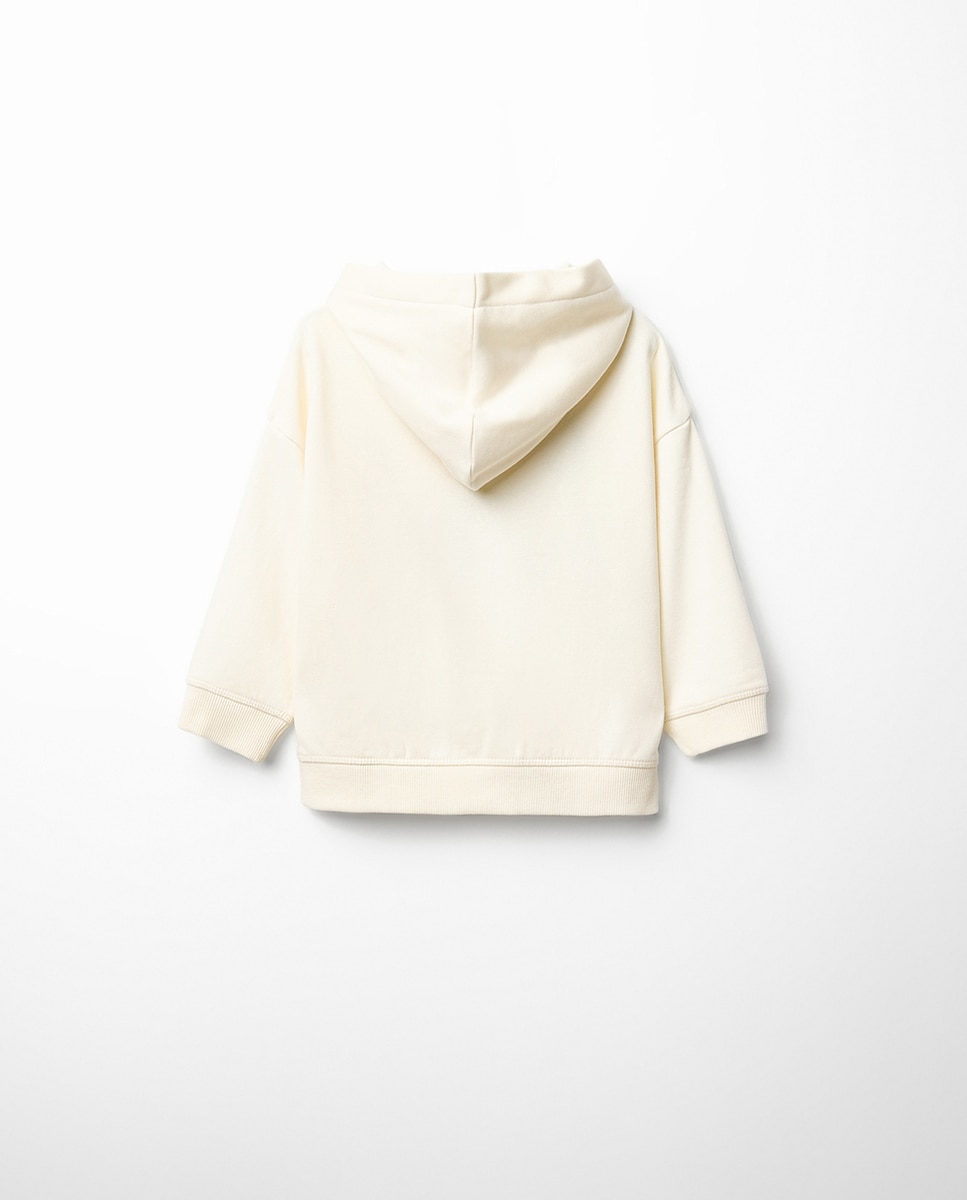 Sweatshirt Bordada com Capuz Sfera Branco-marfim-5