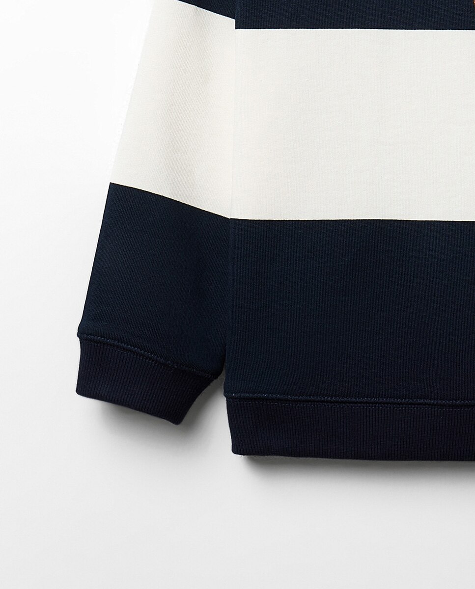 Sweatshirt às Riscas em Tecido de Toalha Sfera Azul-marinho-3