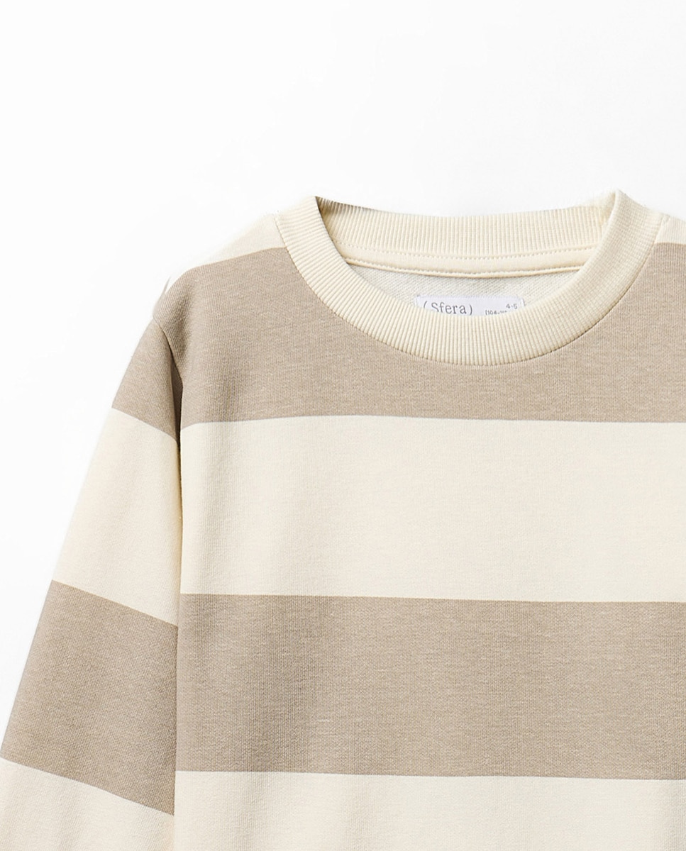 Sweatshirt às Riscas com Etiqueta Sfera 850 Pedra-2
